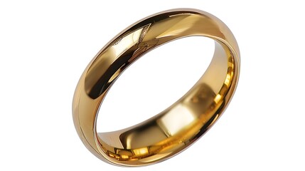 Shining Gold Wedding Ring on Pristine White Background
