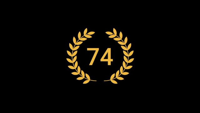 74 Number laurel wreath Animation transparent background