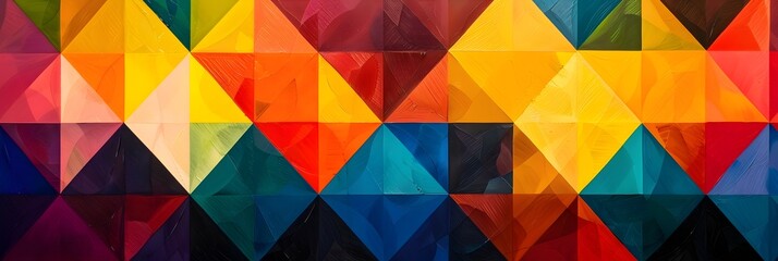 Obraz premium Vibrant Geometric Abstract Pattern with Colorful Triangular Mosaic Tiles