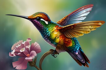 Obraz premium hummingbird and flower