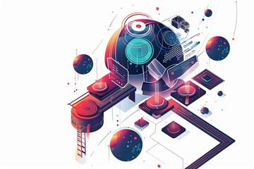 Obraz premium Conceptual Technology Flat Illustration created with Generative AI