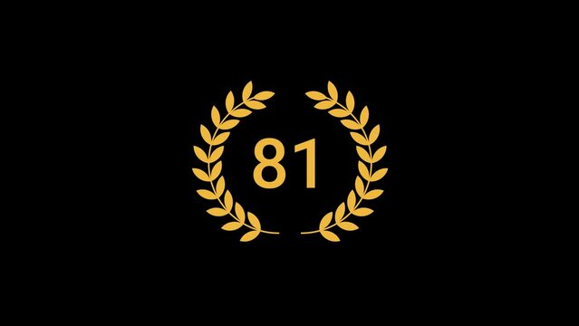 81 Number laurel wreath Animation transparent background
