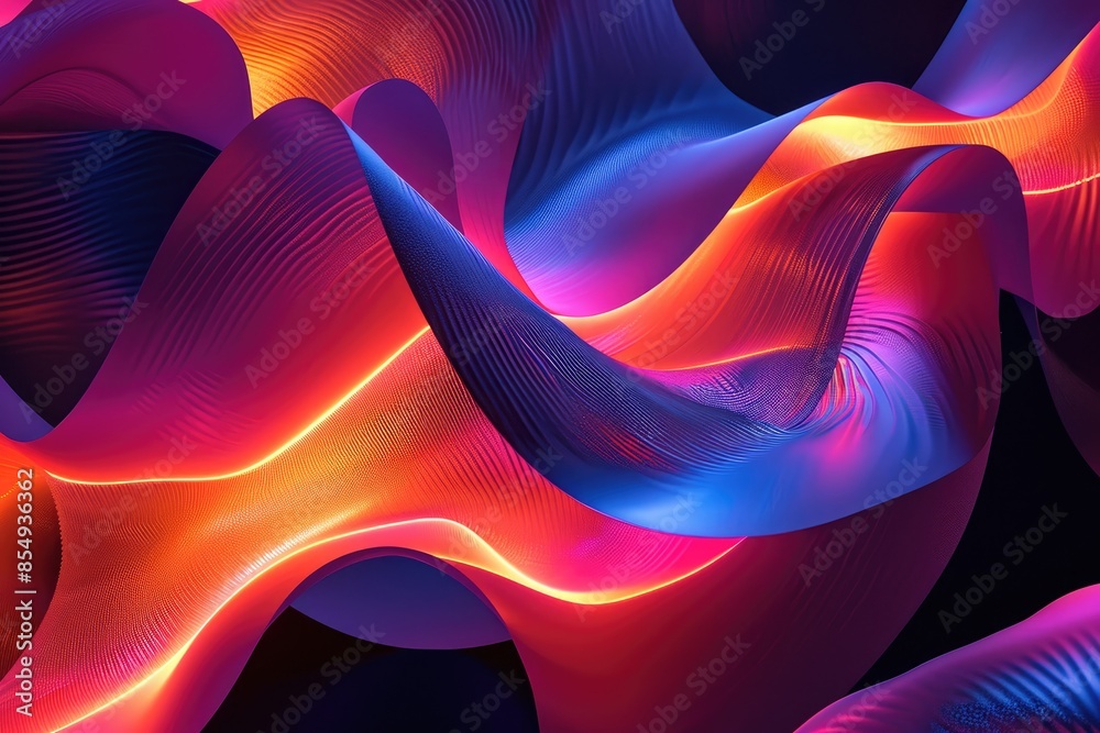 Aufkleber a colorful abstract background with a black background, luminous neon abstract shapes