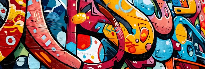 Obraz premium Vibrant Graffiti Mural Showcasing Innovative Urban Art Expression