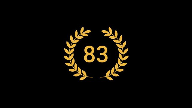 83 Number laurel wreath Animation transparent background