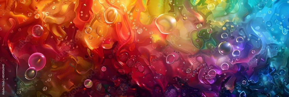 Aufkleber vibrant holographic fluid gradient patterns forming a captivating psychedelic cosmic landscape of co