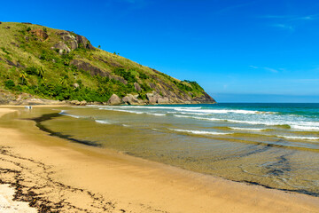 Obraz premium Coastline of Ilhabela island with the beautiful and preserved Bonete beach