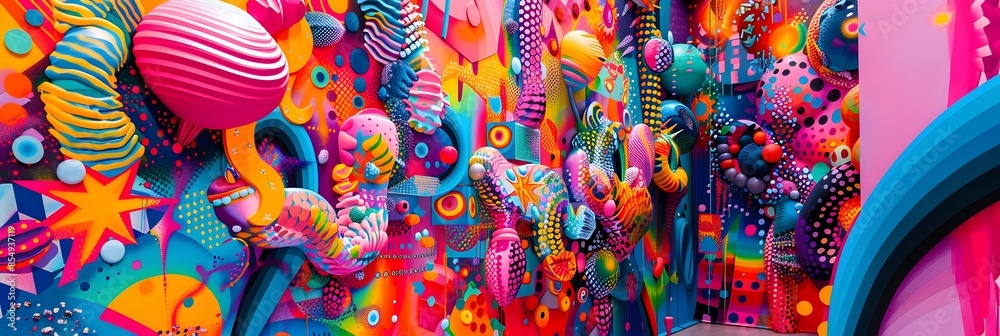 Poster Vibrant Kaleidoscope of Fluid Shapes and Patterns in Vivid Colors