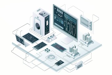 Conceptual Technology Flat Illustration created with Generative AI