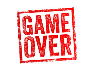 Game Over - is a phrase commonly used in video games to signify that the game has ended, text concept stamp