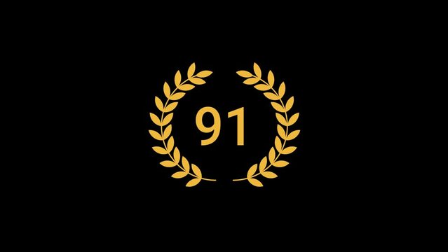 91 Number laurel wreath Animation transparent background