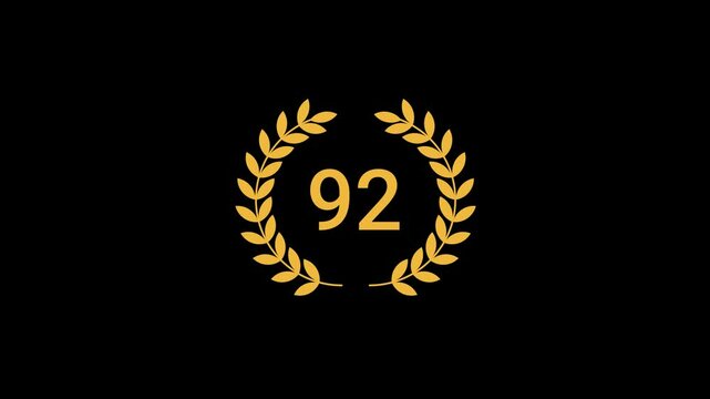92 Number laurel wreath Animation transparent background