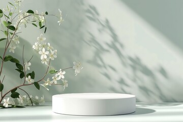 blank podium stage for beauty product in 3d realistic by generative ai