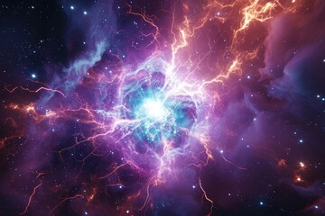 Fototapeta premium a star is being destroyed by a large object, Study the physics of cosmic rays