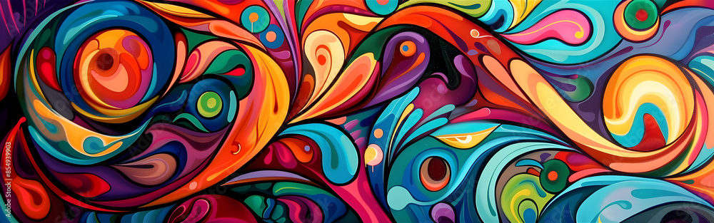 Aufkleber vibrant psychedelic swirls of imagination a captivating digital abstract art background