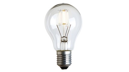 Classic Illuminating Glass and Metallic Incandescent Light Bulb Isolated on White Background