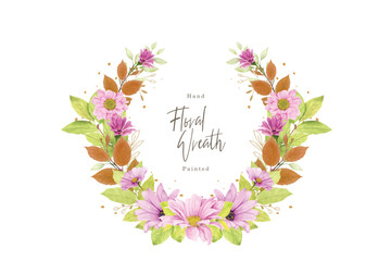 colourful floral and leaves wreath element design