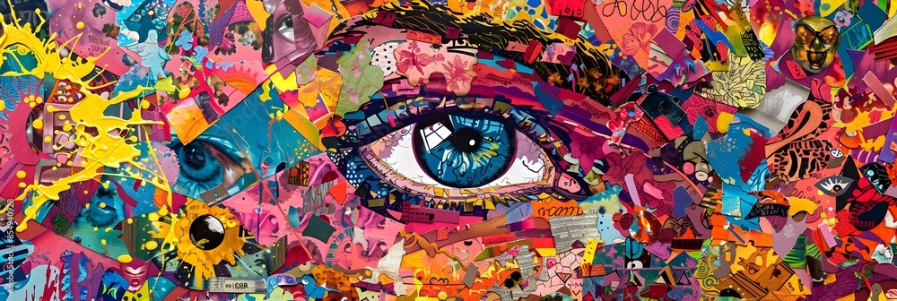 Poster vibrant surreal abstract eye painting splatter art expression emotional digital creative imagination