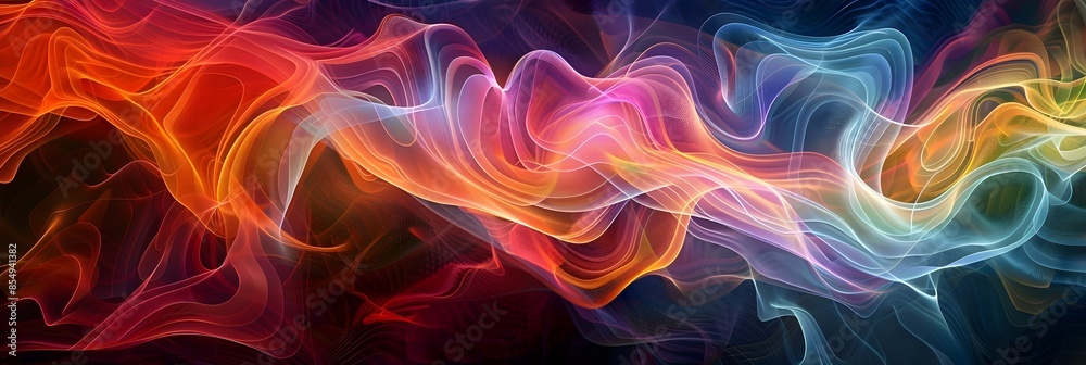 Poster vibrant swirling colors in motion mesmerizing digital artwork with fluid color gradients and explosi