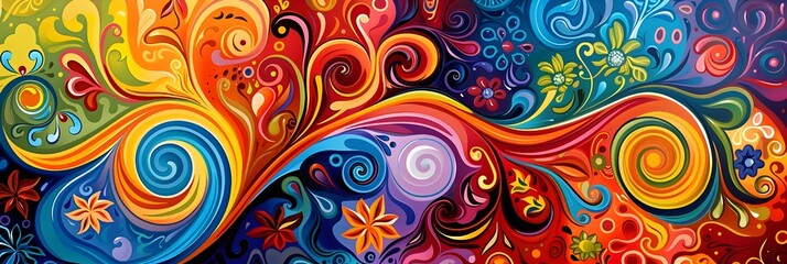 Fototapeta premium Vibrant Swirling Abstract Art Design with Captivating Psychedelic Patterns