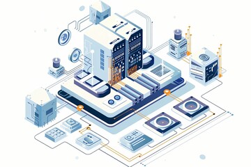 Obraz premium Conceptual Technology Flat Illustration created with Generative AI