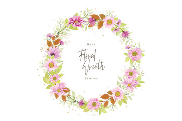 colourful floral and leaves wreath element design