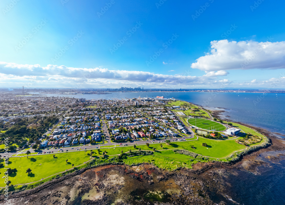 Poster Aerial view over Williamstown in Australia