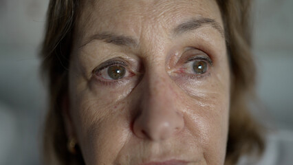 Close-Up Portrait of Elderly Woman's Face Showing Deep Expression and Emotion