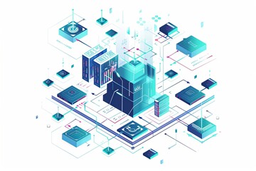 Obraz premium Conceptual Technology Flat Illustration created with Generative AI