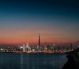 city skyline at night