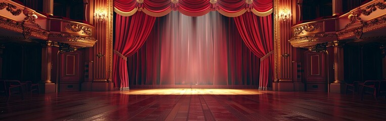 Grand Classic Theatre Interior Spotlighted Stage