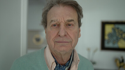 Detailed Portrait Of A Mature Man With Serious Expression In Home Environment - Realistic Elderly Life