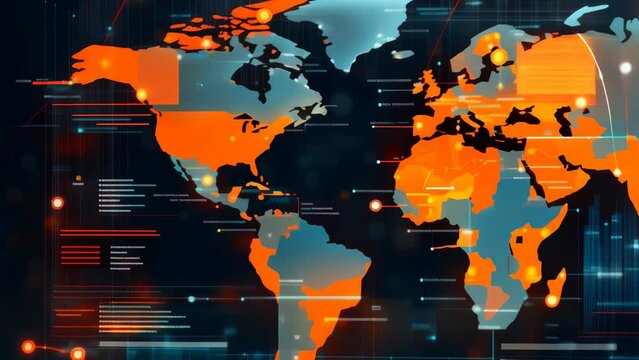 Futuristic digital supply chain analytics dashboard with graphs, maps and KPIs on multiple screens - logistics technology