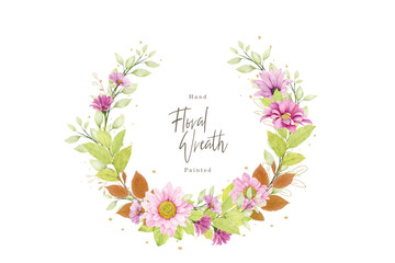 colourful floral and leaves wreath element design
