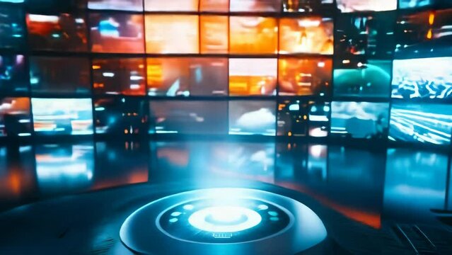 Man Engaging with Metaverse Control Panel: Big Data and Social Media Hub for Global Online Interaction