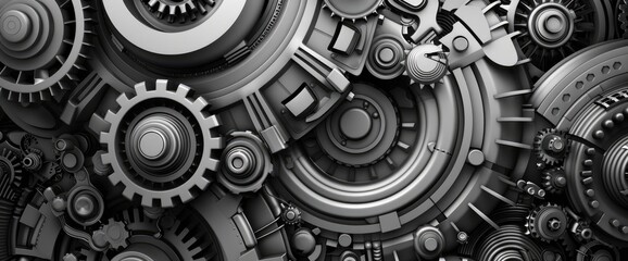 Grayscale Abstract Machinery, Cartoon