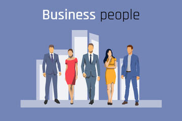 Business people, flat design vector illustration. group of men and women