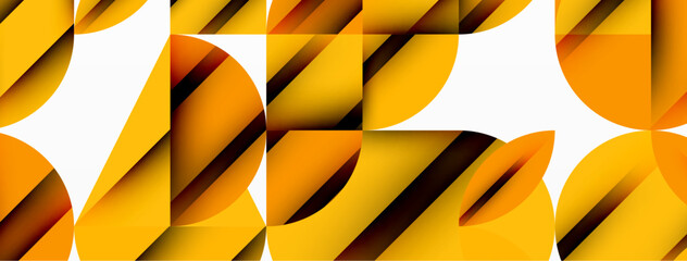 Obraz premium Circle, square and flower petal geometric background. Round shapes composition for wallpaper, banner, background or landing