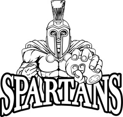 A Spartan, Trojan or gladiator warrior gamer mascot with video games controller