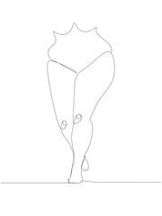 silhouette of a curvy girl, beautiful figure, wide hips one line art. Continuous line drawing of body positive, overweight, plus size model, XL, health, fashion, self acceptance.