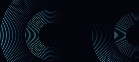 Blue abstract background with circular lines, technology futuristic template. Vector illustration © kanpisut