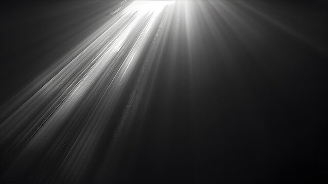 A beam of light shining down from the top left corner, with rays spreading out to form an abstract background on a black and white gradient background.