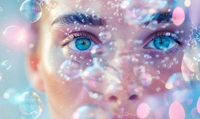 3D background of water biological and organic glass technology molecules About beauty and cosmetic skin