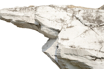 Limestone mountain close-up foreground isolated on white background