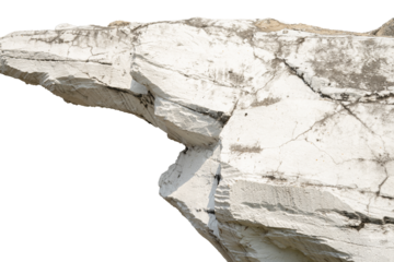 Limestone mountain close-up foreground isolated on white background