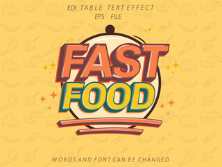 fast food text effect, font editable, typography, 3d text for food industry. vector template