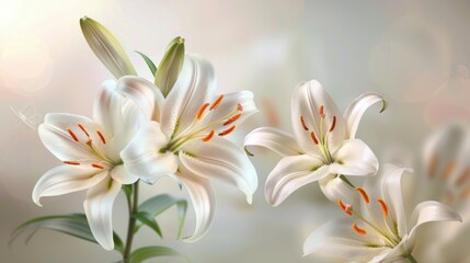 White lily flowers on a soft background