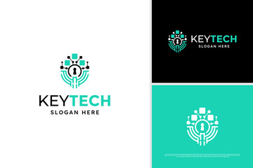 Vector protection key technology logo design template