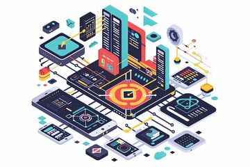 Fototapeta premium Conceptual Technology Flat Illustration created with Generative AI