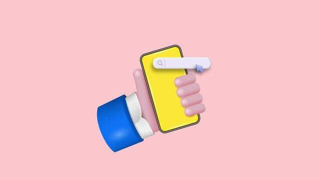 Internet search using a smartphone, search bar on a mobile phone